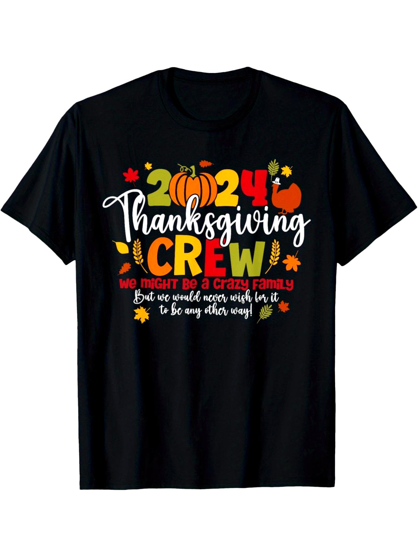 Family Thanksgiving 2024 Thanksgiving Crew Turkey Matching T-Shirt Summer Comfortable Casual Short Sleeve T-Shirt S разноцветный