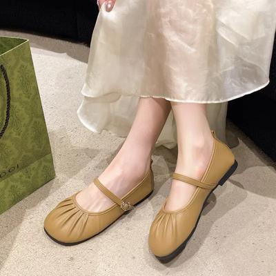 Chaussures de Mode pour Femmes 2024 Vente Chaude Ballerines Plates pour Femmes Mode Peu Profondes Chaussures Plates Haricot Plissé Bout Rond Plat Talons Bas