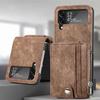 Odpinany Retro Skórzany Portfel na Zamek Składane Etui do Samsung Galaxy Z Flip 7 FE 6 5 4 5G Flip4 Flip3 Uchwyt na Karty Pokrowiec na Telefon