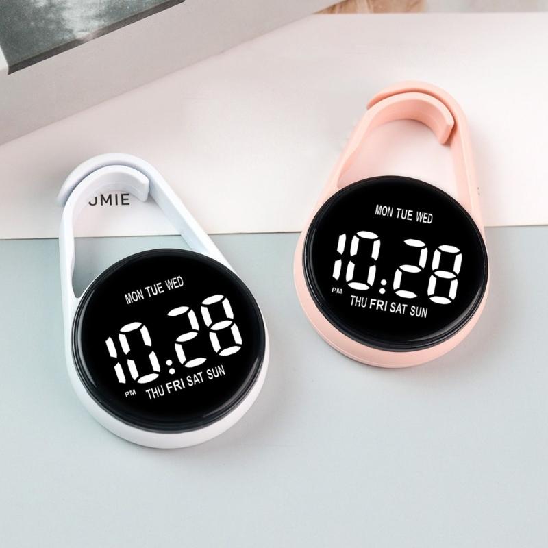 Touch Control Digital Pocket Watch Keychain Clip For Students Accurate Time LED Display Electronic Clock Accessories