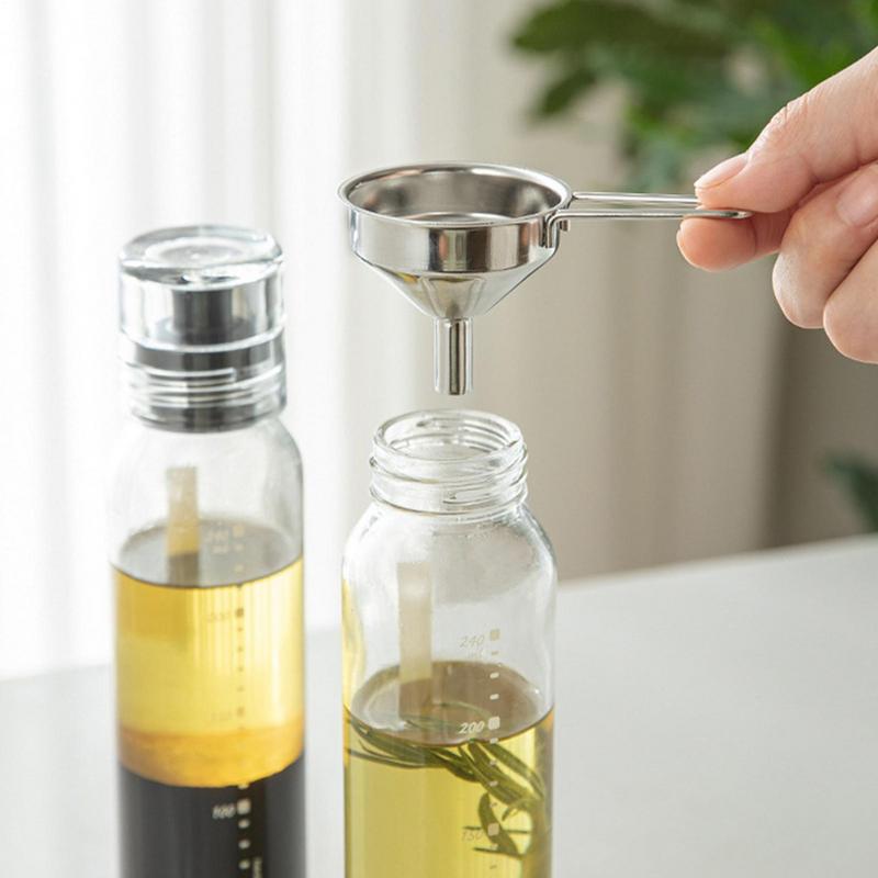 Wide Mouth Stainless Steel Funnel Spice Cooking Oil Filter Kitchen Tool Strainer with Handle Oil Spill Filter Funnel