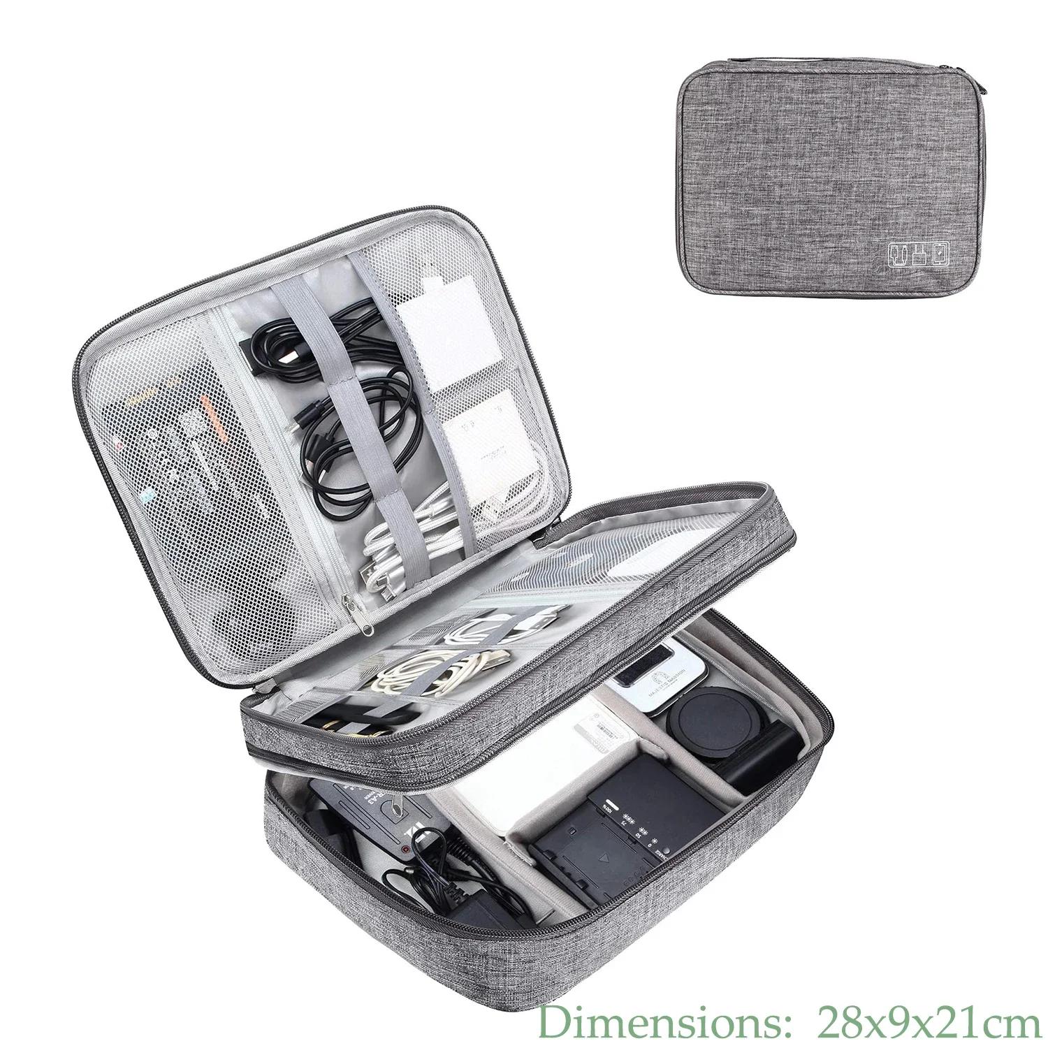 

Cable Storage Bag Waterproof Digital Electronic Accessories Organizer Portable Travel Cable Organizer Case for Cable Charger сірий