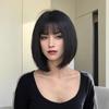 Synthetic Black Wig with Bangs Short Bob Straight Wig for Women Cosplay Daily Hair Heat Resistant Fibre Wigs