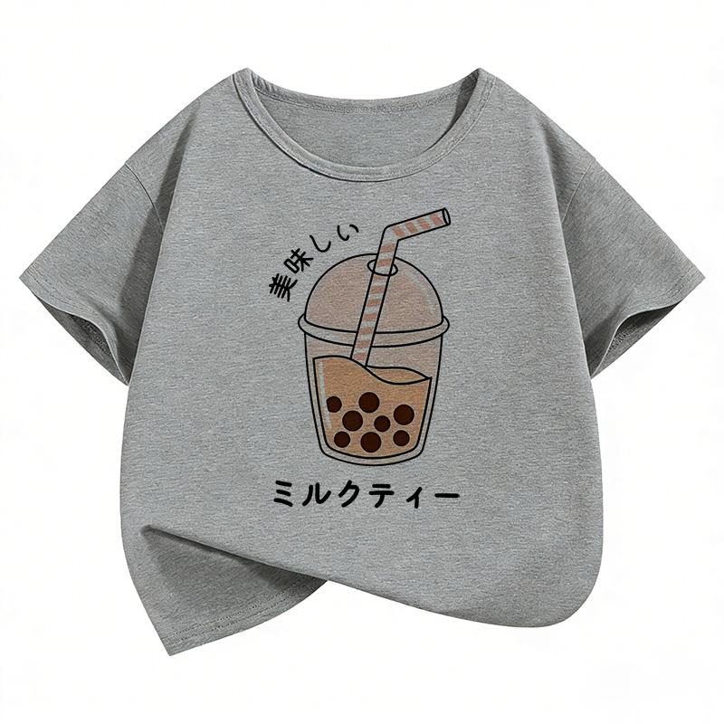 Y2k Graphic Juice Design T Shirts Short Sleeve Kids Childrens Tshirt Boys Girls Summer Spring Casual Top Tee