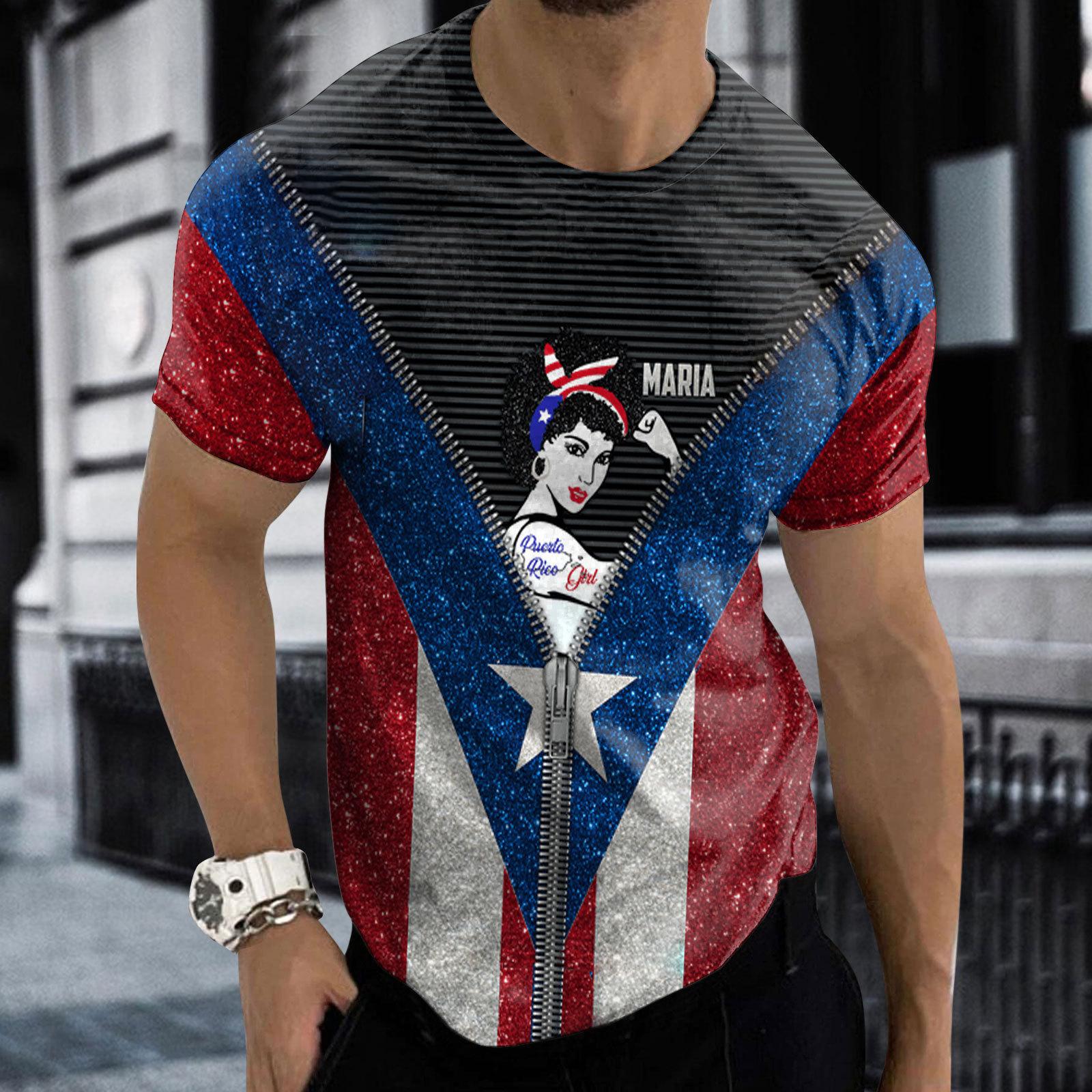 

Мужская модная повседневная футболка с круглым вырезом и короткими рукавами с принтом ко Дню независимости Америки 6XL