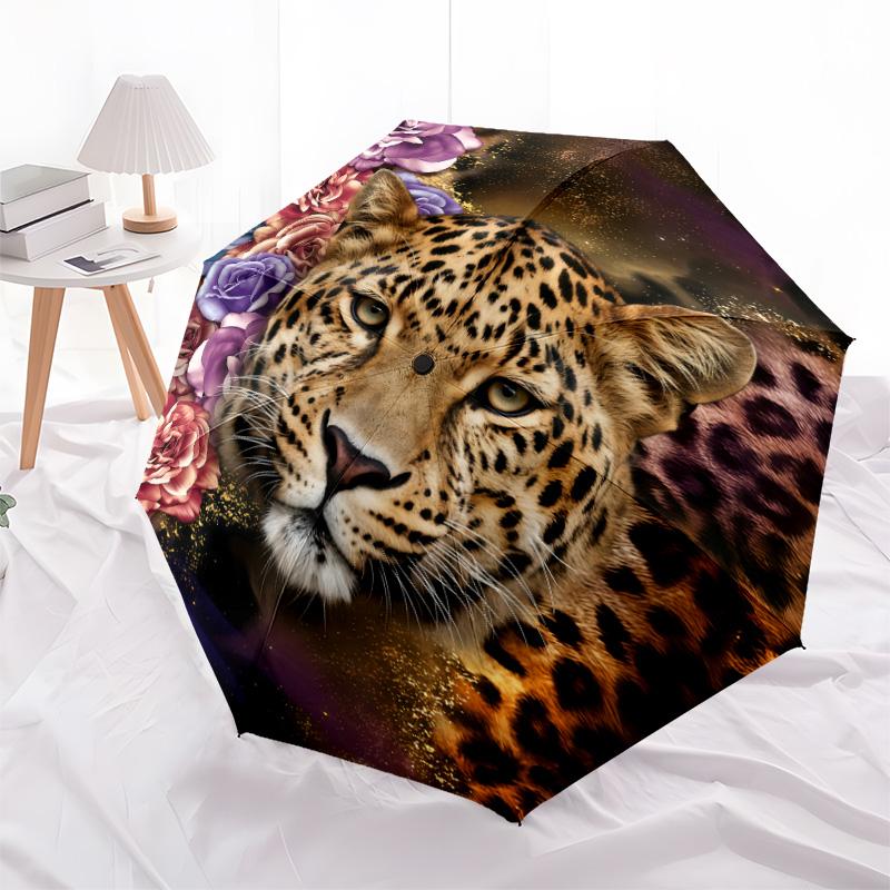 Golden Leopard Pattern Rain Umbrella