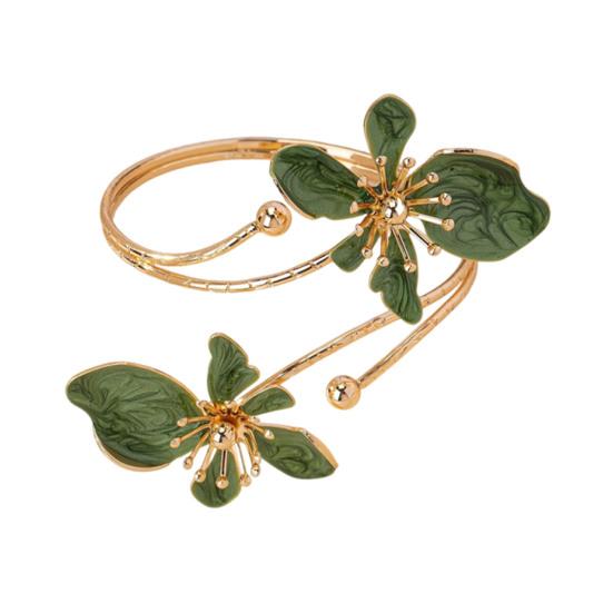 Blumen Armband Armmanschette Damen Oberarmmanschette Verstellbares Offenes Armreif Armband Handgelenk Schmuck für Party Hochzeit Urlaub