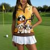 Women's Sleeveless Golf Shirt with Zipper Collar Halloween Print Sports Vest for Casual Wear
