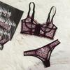 Women Sheer Mesh Lingerie Set with Embroidered Heart Pattern Adjustable Straps Underwire Bra and Matching Panties Lingerie Set for Intimate Wear