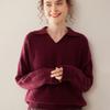 Women's Long Sleeve Three-Strand Twisted Cashmere Polo Sweater - Soft, Loose, Fashionable, and Skin-Friendly