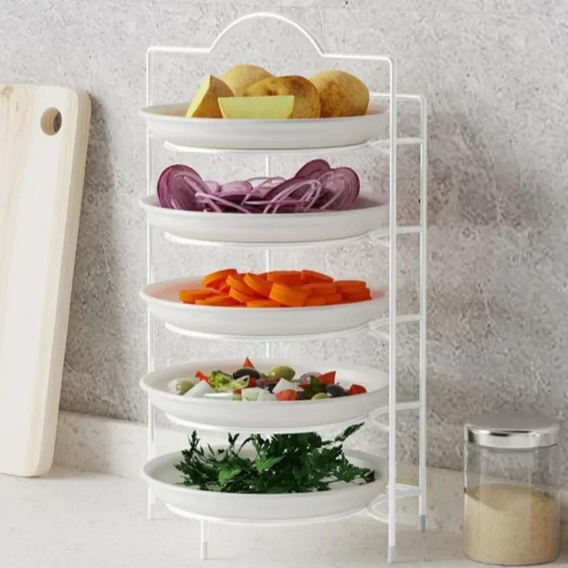Kitchen Storage Shelf Multilayer Metal Shelves Wall-mounted Dish Storage Rack Kitchen Table Top Organizer Preparation Dish Rack
