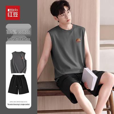 Ensemble T-shirt sans manches et short en pur coton pour homme Hodo