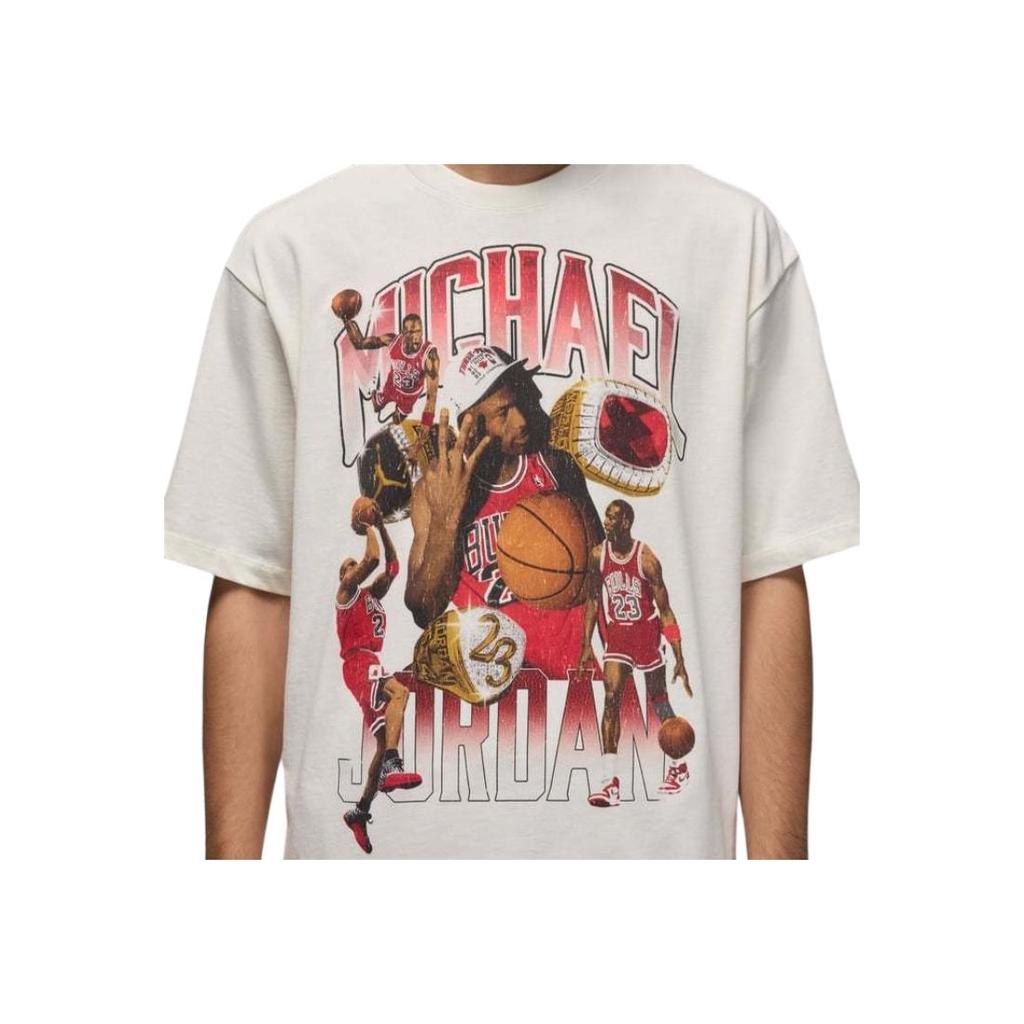 T-shirt Oversize Air Jordan Flight Essentials Voile/Rouge Varsity Homme Hauts Blanc HM7131-133