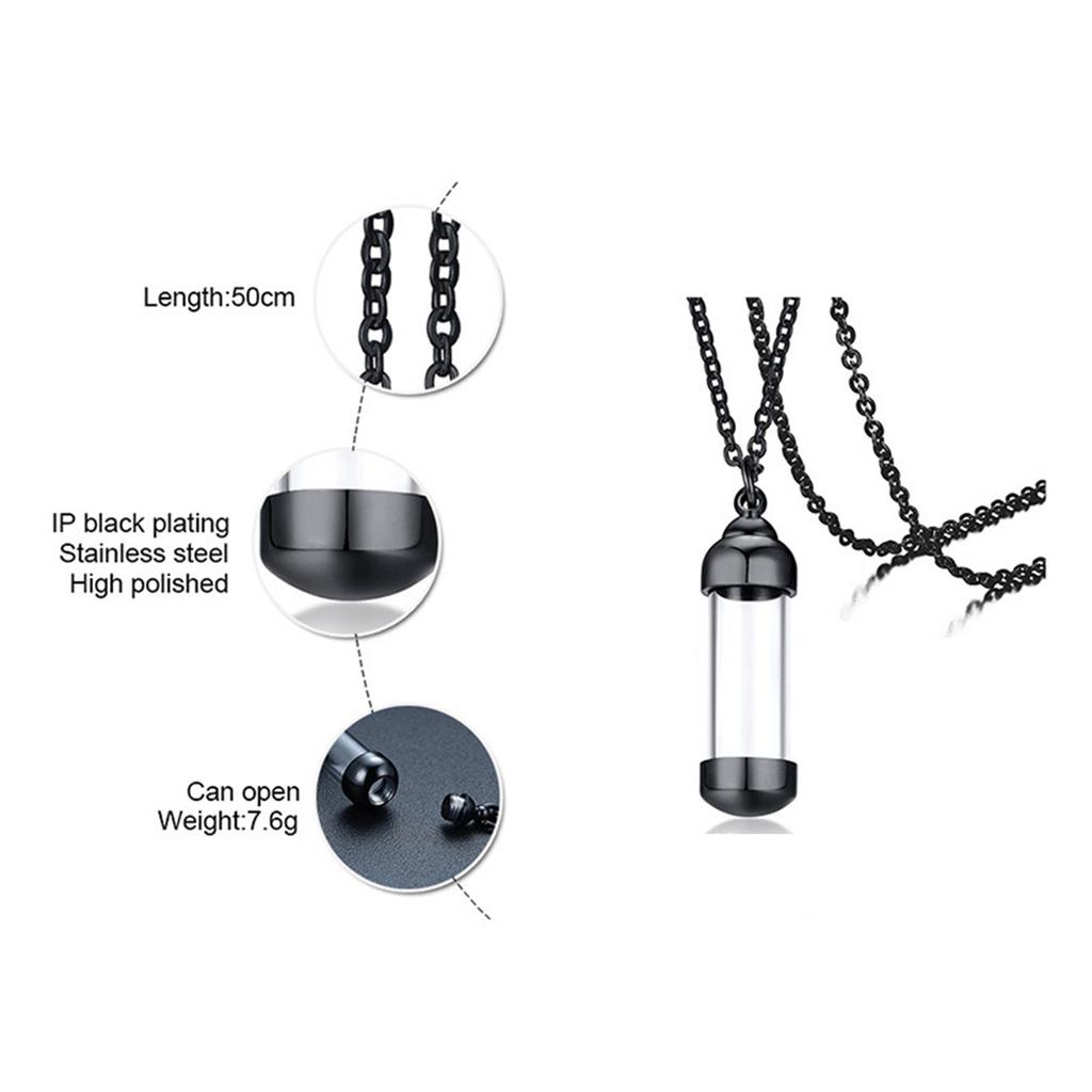 Memorial Jewelry Necklace with High Polish Sturdy Stainless Steel Materials and Glass Pendant for Hair Keepsakes