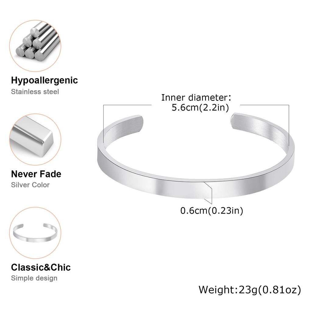 Classic Openning Bangles Bracelet for Women Men,Stainless Steel Cuff Bracelet,High Polished Bangles Gift