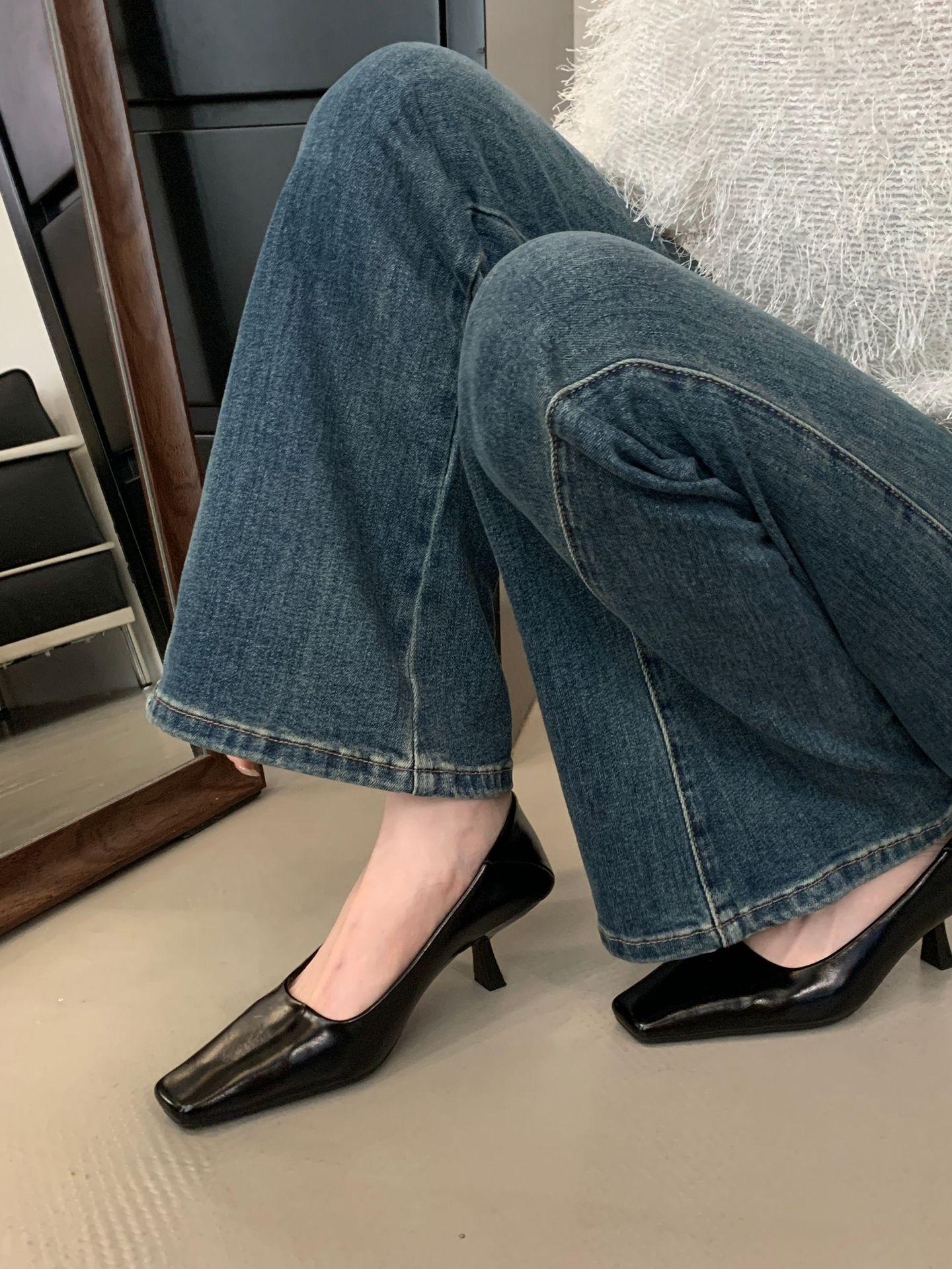 

High heels women s stiletto high-end retro French single shoes 2025 spring new women s versatile solid color work shoes 35