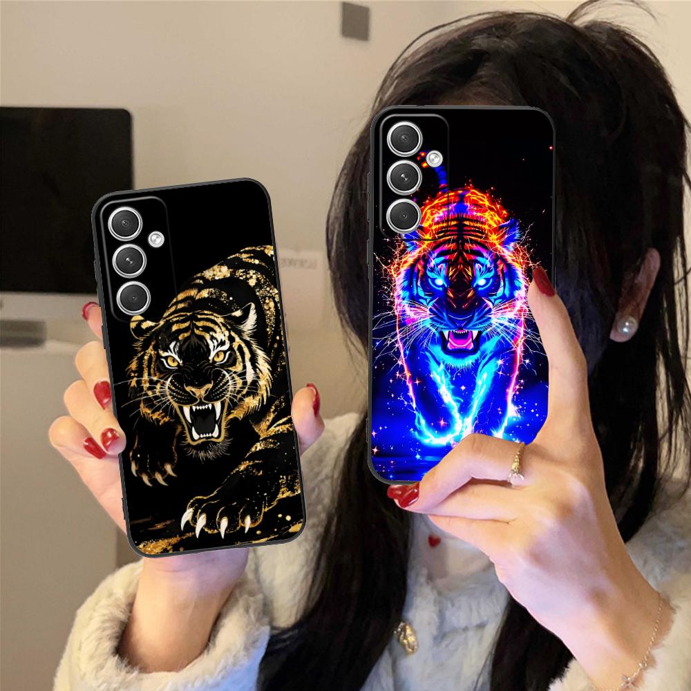 Tiger Neon Mobile Cell Phone Case for Samsung Galaxy S26 S25 S24 S23 S22 S21 S20 Note20 Plus FE Ultra Colorful Cover Cover