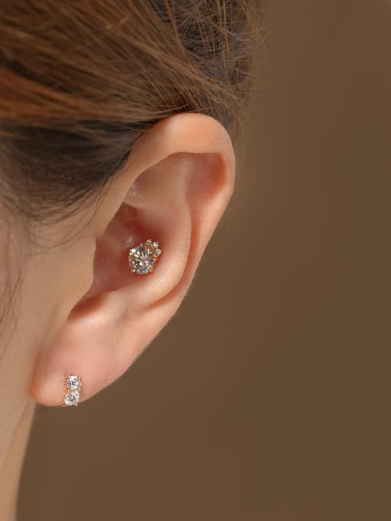 14K Moissanite Diamond Royal Crown Piercing Earrings