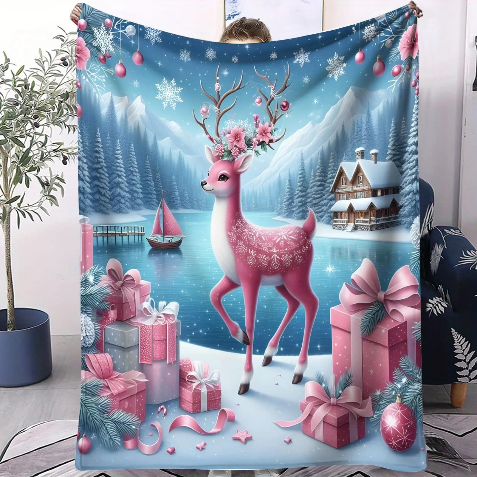 

Colorful Christmas Reindeer Trio Blanket - Cheerful & Vibrant Throw for Bedroom Sofa Holiday Fans Perfect for Decor & Gifting 70x100cm білий