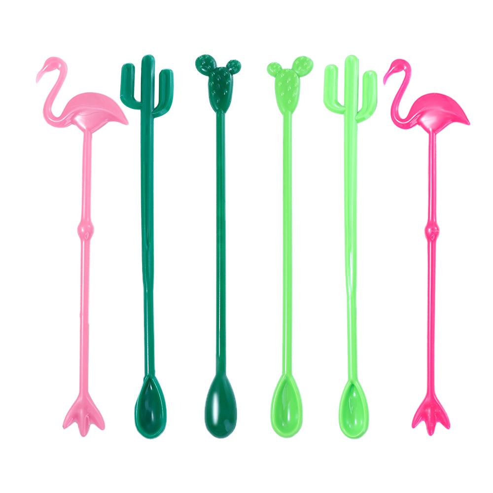 6Pcs Summer Plastic Hawaiian Disposable Mixing Sticks Coffee Stirrer Swizzle Sticks Cocktail Tool