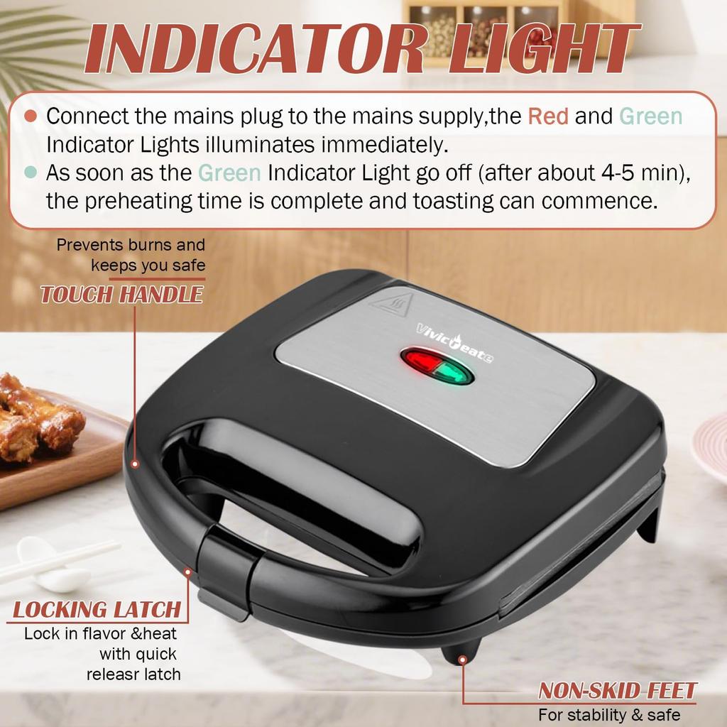 Electric Sandwich Maker & Contact Grill for , Grilled Sandwiches & Breakfast, Indoor E