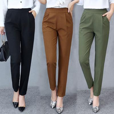 Spring and Summer Thin Section High-waist Stretch Women's Pants Harem Pants Fashion Simple Loose Slim Pants