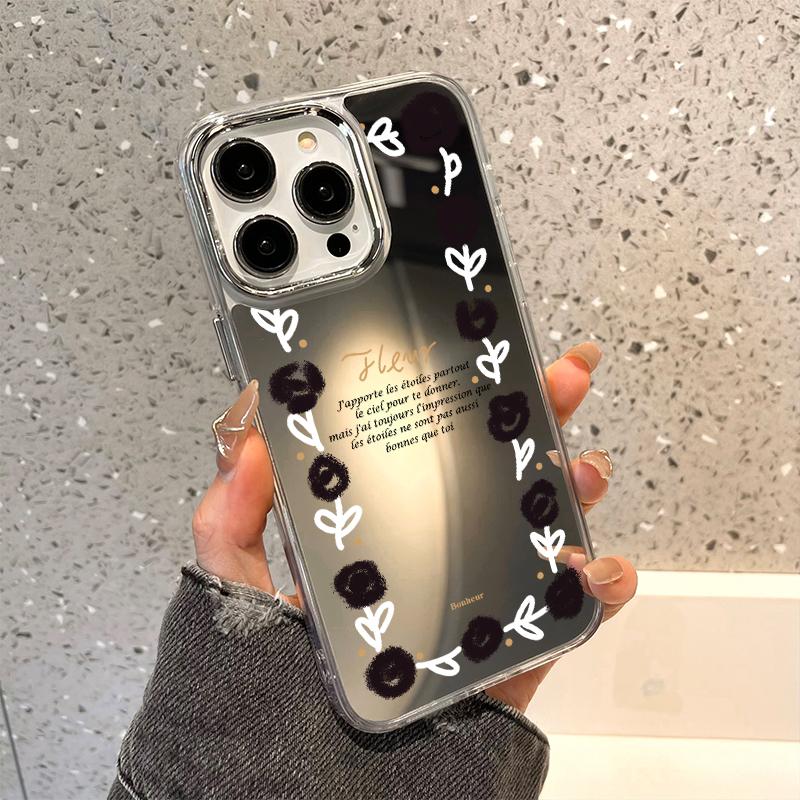 Rose Flower Phone Case For iPhone 16 Pro Case Funda iPhone 13 11 12 14 15 Pro Max Plus XR X XS Shockproof Make Up Mirror Cover