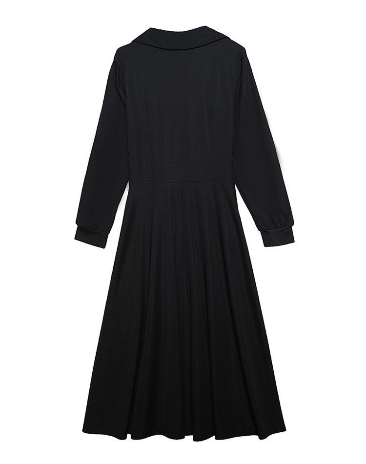 Elegant Color Block Patchwork Slim Fit Mid-Length Plus Size Long Sleeve Dress for Women - Spring/Autumn Collection