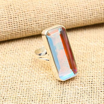 Regenboog Mystic Topaas Edelsteen Handgemaakte 925 Massief Sterling Zilver Sieraden Ring Voor Haar