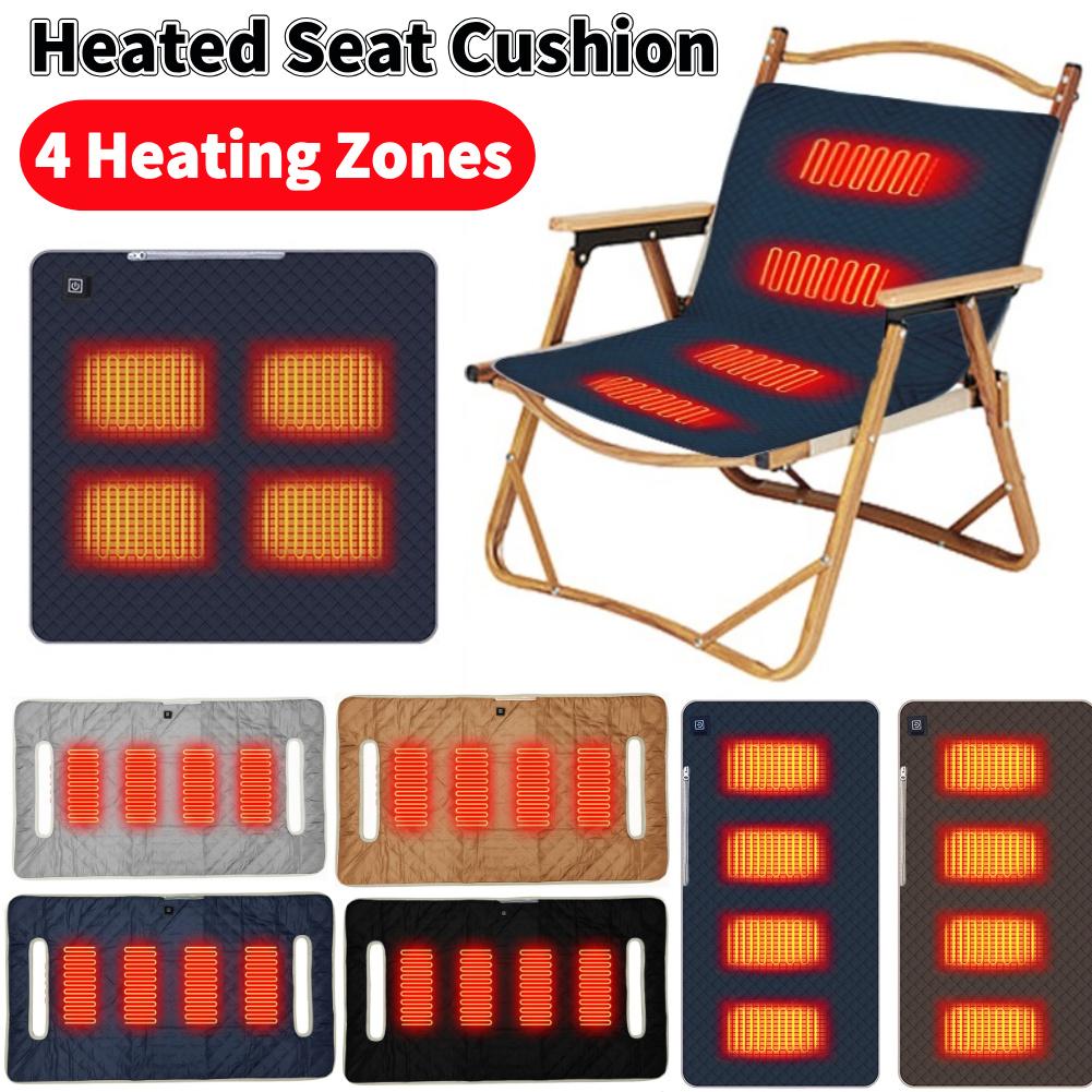 4-Zones Heated Seat Cushion For Golf Cart Electric Warming Seat Towel Blanket USB Rechargeable Heated Blanket Easy to Clean