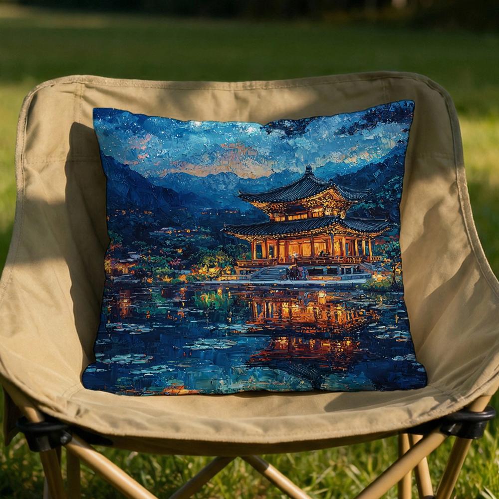Korea Foguo Temple Cushion Cover Soft Reversible  Durable Pillow Cover  MultiScene Use for Home  Car Daily Comfort