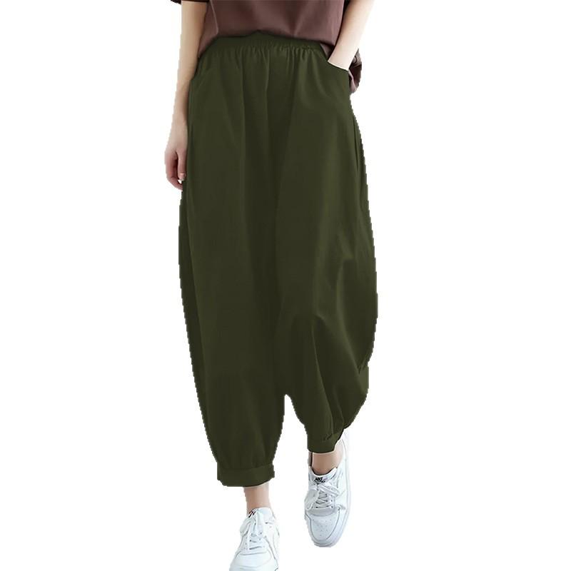 Cross-Border Summer Slimming Lantern Capri Pants - Women's Casual Elastic Waist Cropped Trousers