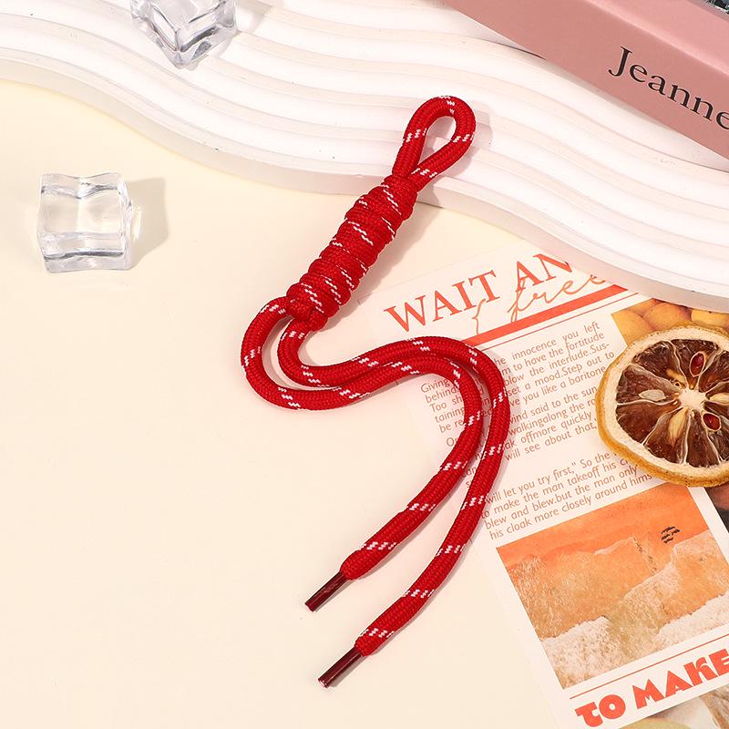 Handmade Colorful Woven Rope Polyester Phone Lanyard Keychain Charm