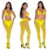 European and American sex underwear hot diamond fishing net socks small mesh pants sexy belt diamond strap bikini set TZW
