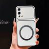 Upgraded Big Lens Protection Case for OPPO A55 4G Luxury Leather Casing with Magnetic Ring