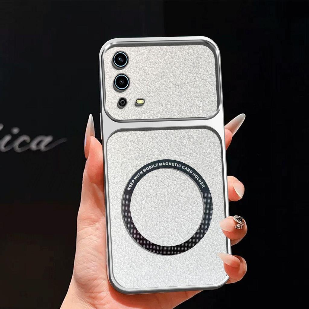 Upgraded Big Lens Protection Case for OPPO A55 4G Luxury Leather Casing with Magnetic Ring