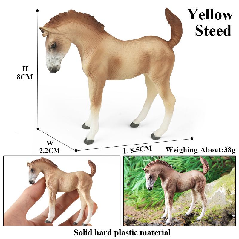 Oenux Grassland Wild Steed Farm Animal Small Horse Model Action Figures PVC Home Decoration Figurines Collection Toy Kid Gift