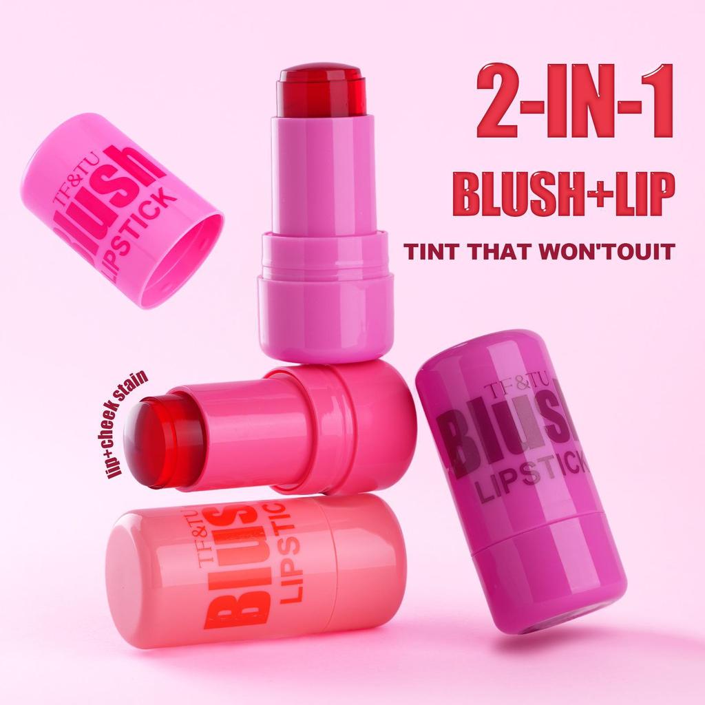 TF&TU Jelly Blush Stick: Dual-Purpose Lip & Cheek Color, Brightening Natural Contour
