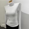 Women's Soft Ribbed Turtleneck Undershirt - Korean Style Stretch Top for Autumn/Winter