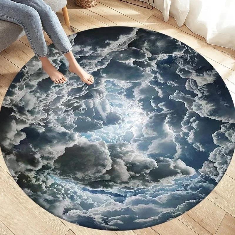 

Fantasy Tornado Cloud Print Round Carpet Non-slip Area Rug for Living Room Bedroom Kitchen Sofa Decor Floor Mat 40x40cm(15x15 inch)