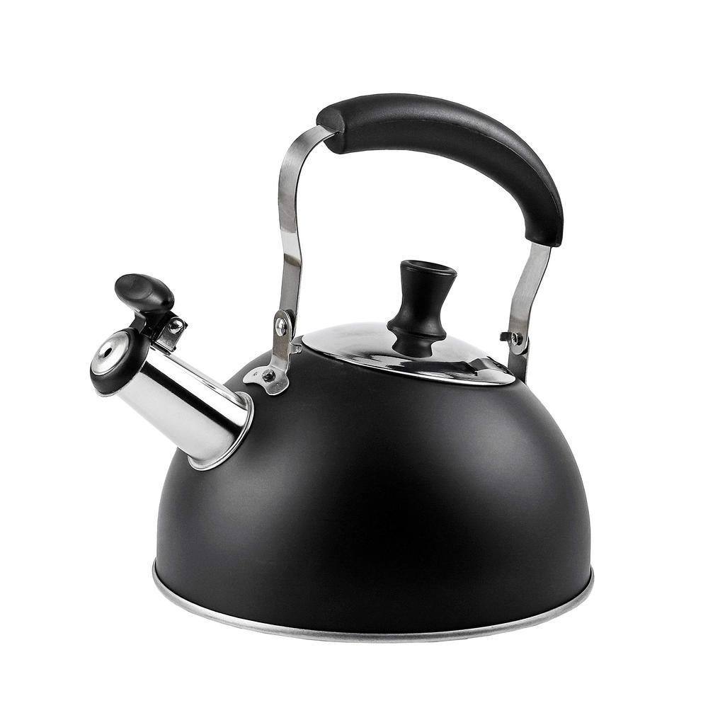 Pearl Metal Wide-Mouth Whistling Kettle, 1.6L, Limited Edition, Black Stainless Steel, BLKP, AZ-5014