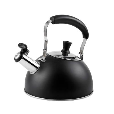 Pearl Metal Wide-Mouth Whistling Kettle, 1.6L, Limited Edition, Black Stainless Steel, BLKP, AZ-5014