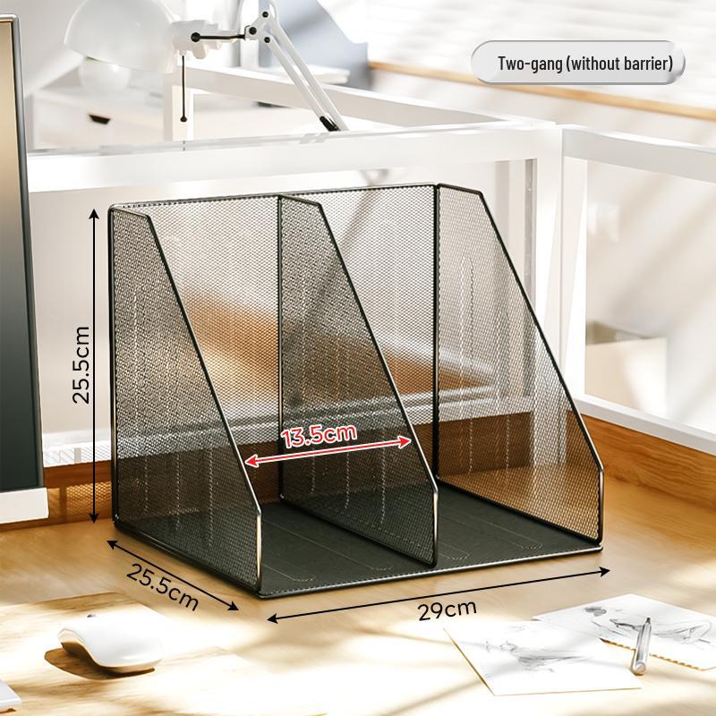 Schreibtisch-Organizer: Vertikale Aktenaufbewahrung, Bücherregal, Aktenständer und Stifthalter.