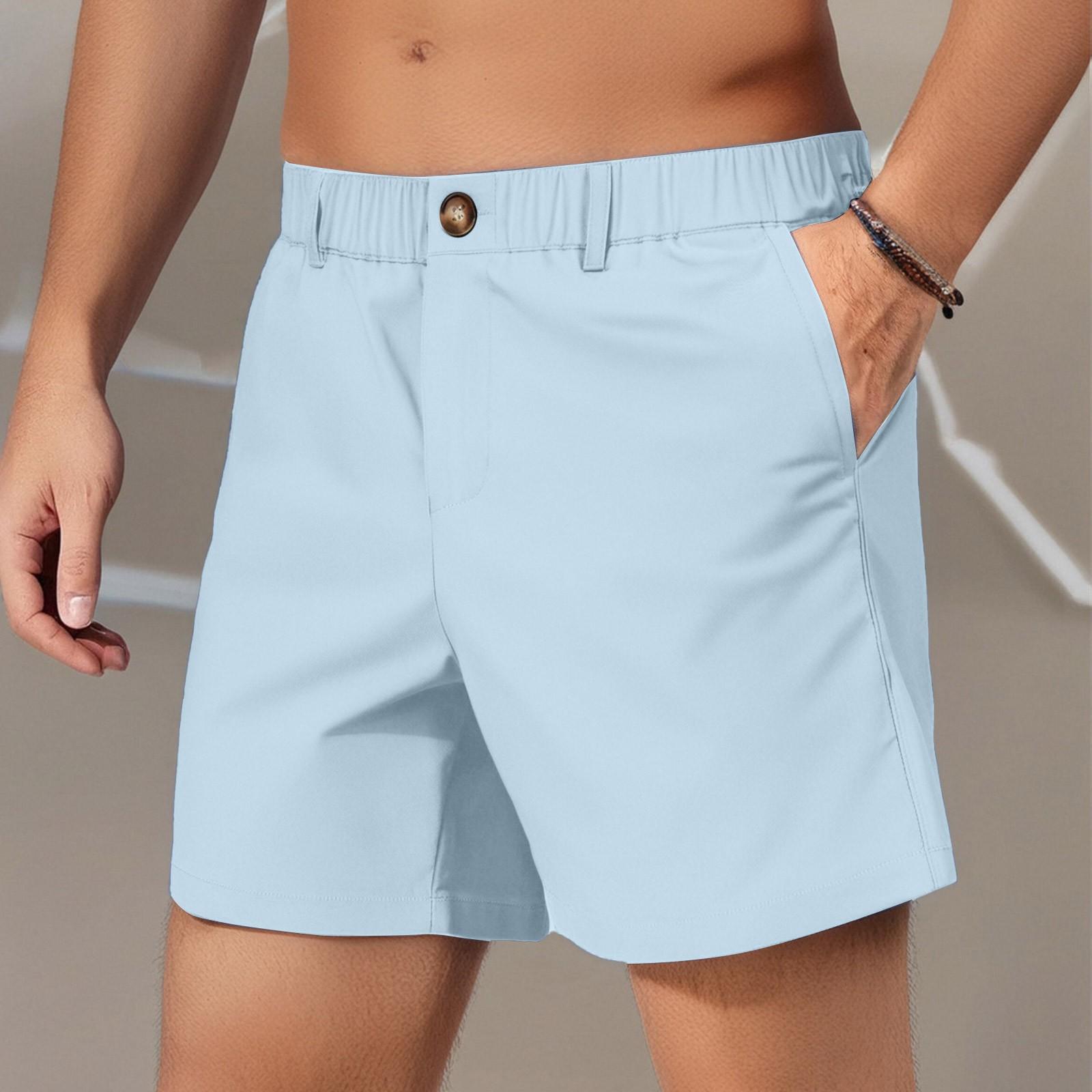 

Мужские летние однотонные эластичные шорты на пуговицах с пятью отделениями Мужские пляжные брюки повседневные брюки L