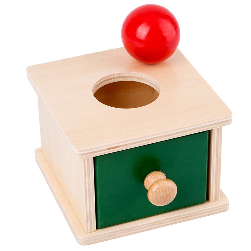 Montessori Wooden Drawer Box Early Education Textile Drum Pressure Ball and Puzzle Toys for Kindergarten