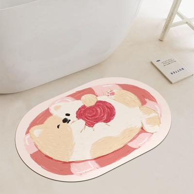 Cartoon Dog Quick Drying Absorbent Non-slip Mat Floor Mat Bathroom Household Toilet Door Mat Rental House Decorative Foot Mat