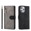 RFID Zipper Wallet Flip Leather Cards Solt Case for iPhone 14 15 16 Pro Max 13 12 11 SE 2025 X XS XR 8 7 Plus Stand Phone Cover
