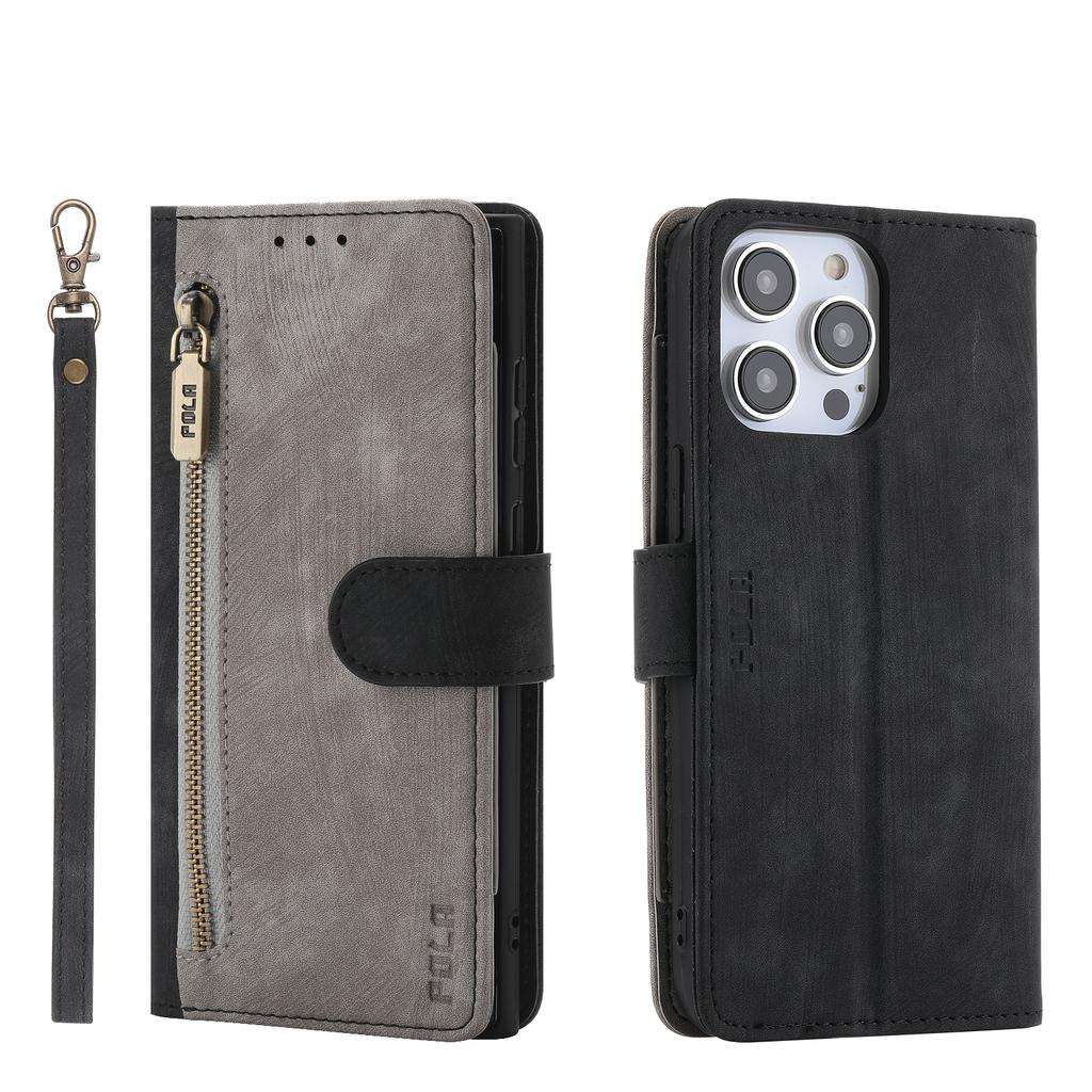 RFID Zipper Wallet Flip Leather Cards Solt Case for iPhone 14 15 16 Pro Max 13 12 11 SE 2025 X XS XR 8 7 Plus Stand Phone Cover