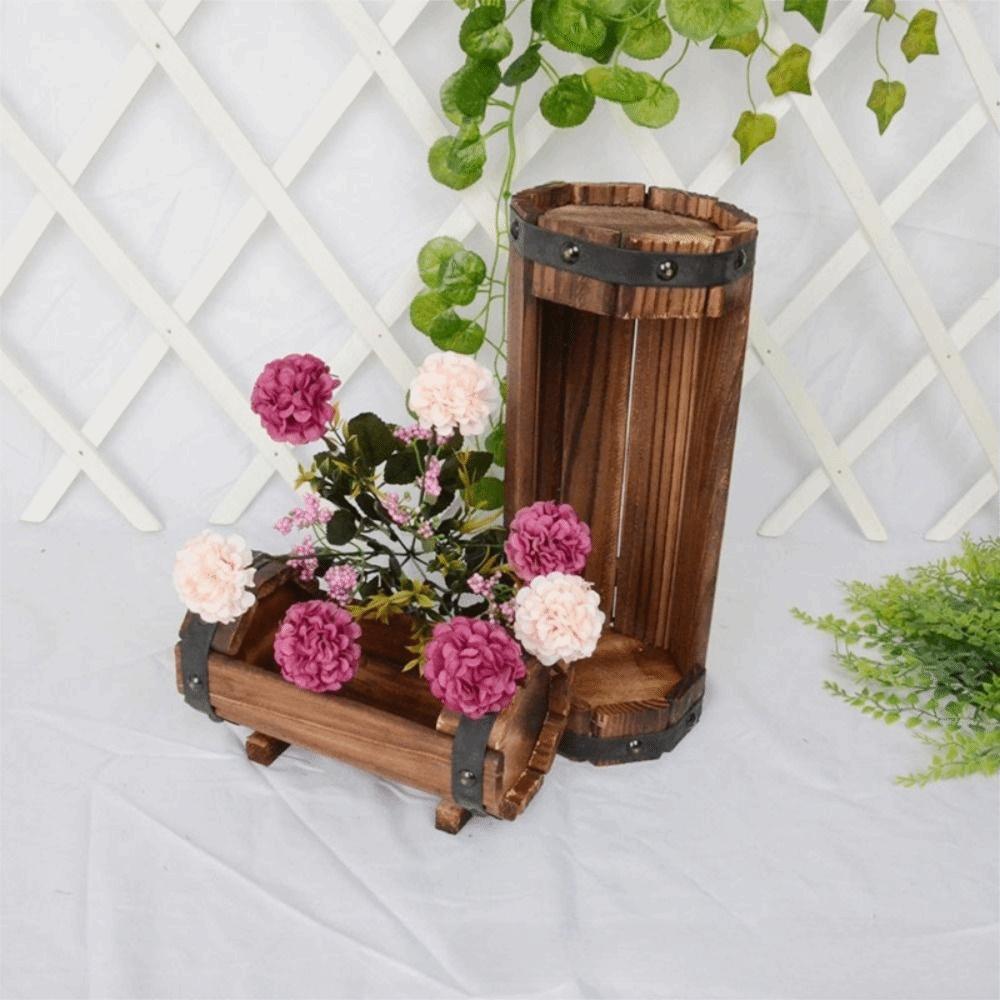 Rustic Wood Flower Pots Durable Flower Boxes Succulent Planter Flower Containers Balcony Planting