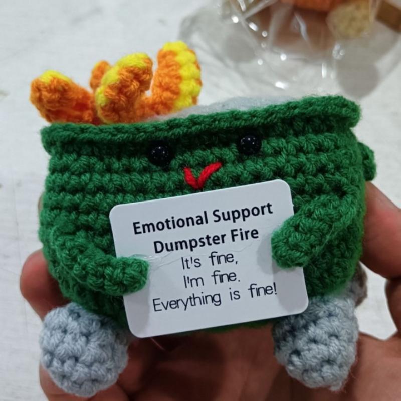 Handgemachtes Häkel-Mülltonnenfeuer - Niedlicher Emotionaler Unterstützungs-Anhänger, Lustiges Geschenk für Freunde, Kollegen, Heim-, Zimmerdekoration